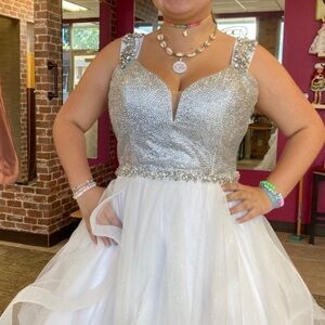 Silver and White Sequin Embellished Wedding Gown